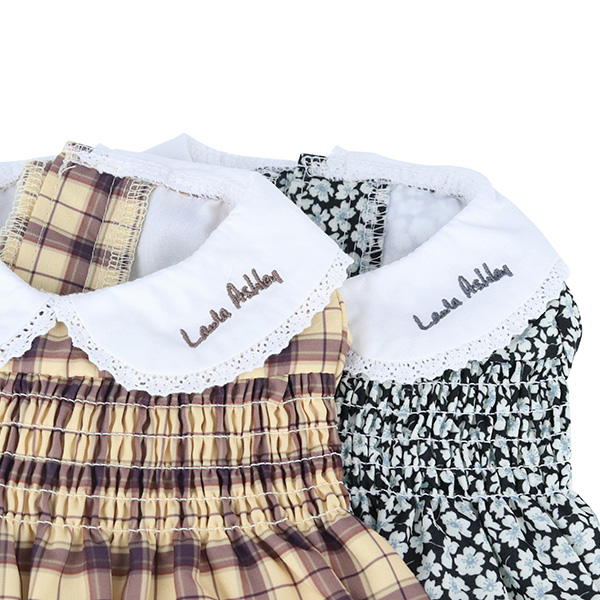 【メール便送料無料】LAURA ASHLEY（ローラアシュレイ）　スモッキング刺繍ワンピース